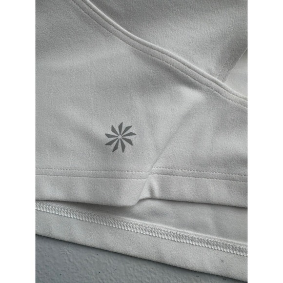 Athleta White Crop Top High Neck Adjustable Straps Built-In Bra Size M - Picture 3 of 5